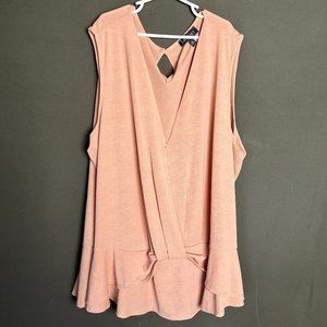 Luxology Beautiful Light Salmon Colored Peplum Tank Top Blouse Size XL (1452)